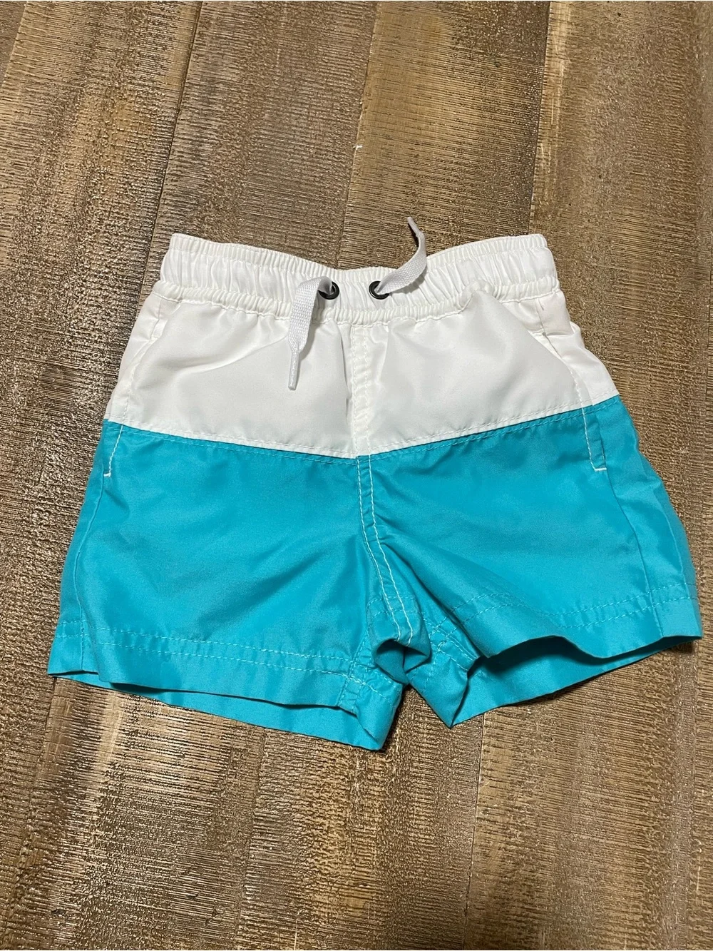 Kids Colorblock Swim Shorts - White and Blue